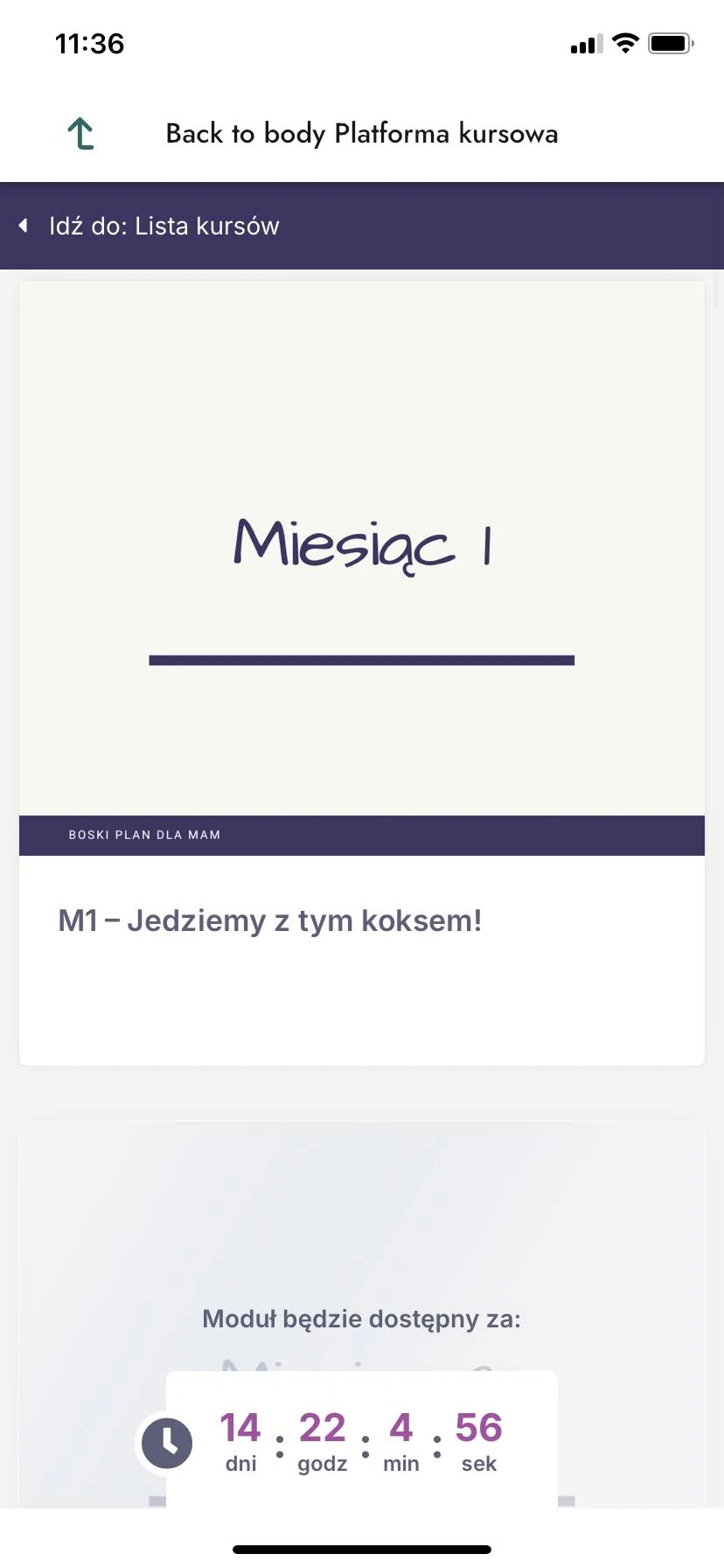 Rzeczywisty widok miesięcznego planu BOSKI